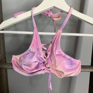 VS Pink Velvet Lace Front Bikini Top‎